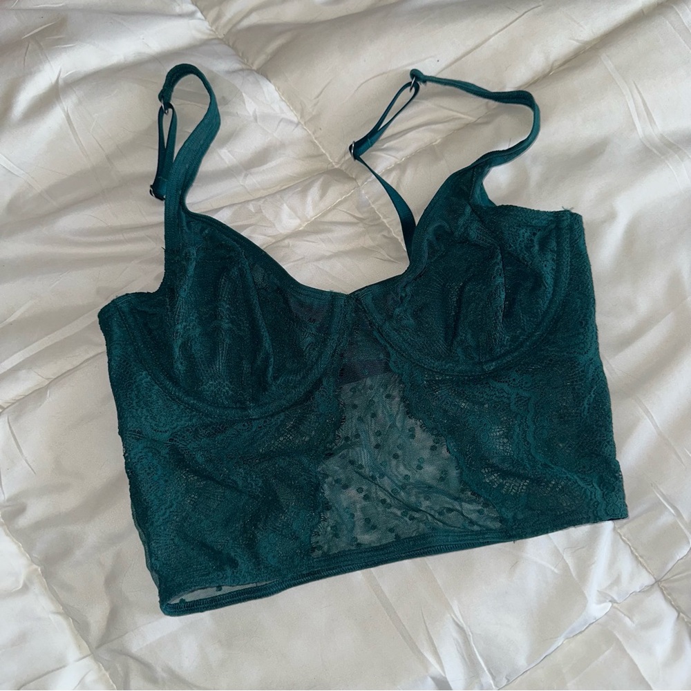 Gilly Hicks Deep Green Lace Bralette